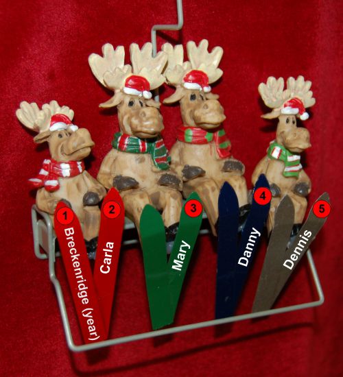 Snow Skiing Family Christmas Ornament Ski Lift Just the 4 Kids Personalized FREE at PersonalizedOrnamentsMarket.com by Russell Rhodes