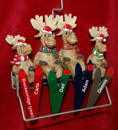 Single Dad Family Christmas Ornament Ski Lift 3 Kids Personalized FREE at PersonalizedOrnamentsMarket.com by Russell Rhodes