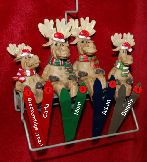 Single Mom Family Christmas Ornament Ski Lift 3 Kids Personalized FREE at PersonalizedOrnamentsMarket.com by Russell Rhodes