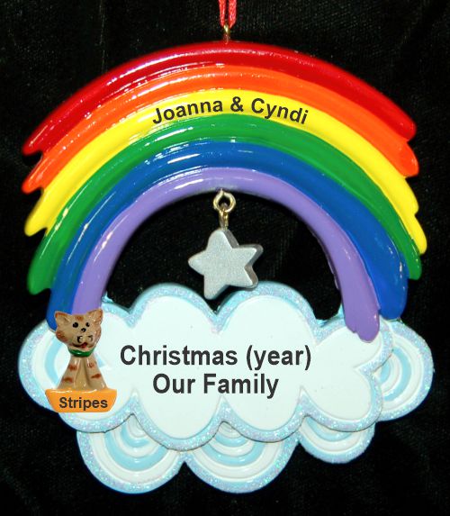 Lesbian Couple In Love Christmas Ornament with 1 or more Dogs, Cats, Pets Custom Add-ons Personalized FREE at PersonalizedOrnamentsMarket.com by Russell Rhodes