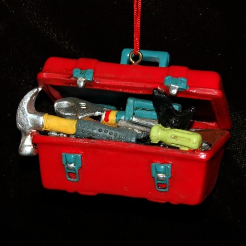 Handy Man Christmas Ornament Tool Box Personalized FREE at PersonalizedOrnamentsMarket.com by Russell Rhodes