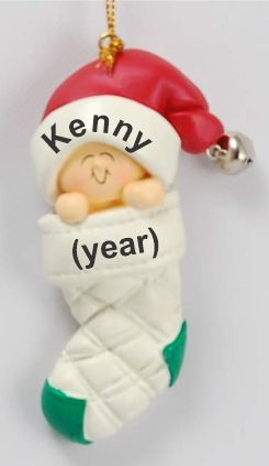 Bundled Up Baby Christmas Ornament Personalized FREE at PersonalizedOrnamentsMarket.com by Russell Rhodes