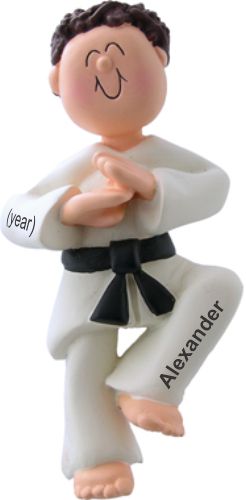 Karate Christmas Ornament Brunette Male Personalized by RussellRhodes.com