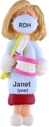 Dental Hygienist Christmas Ornament Blond Female Personalized by RussellRhodes.com