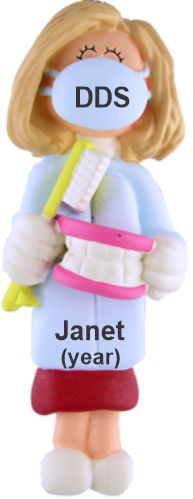 Dental School Graduation Christmas Ornament Blond Female Personalized by RussellRhodes.com