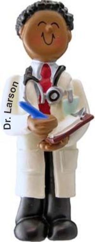 Doctor Christmas Ornament African American Male Personalized FREE at PersonalizedOrnamentsMarket.com by Russell Rhodes