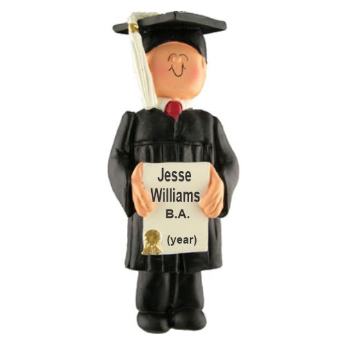 Graduation Christmas Ornament Male Personalized FREE at PersonalizedOrnamentsMarket.com by Russell Rhodes