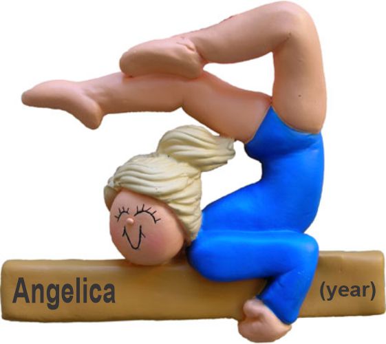 Gymnastics Christmas Ornament Blond Female Personalized FREE at PersonalizedOrnamentsMarket.com by Russell Rhodes