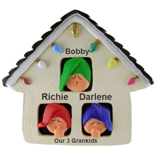 Ornament for Grandparents Christmas Ornament Early Xmas Morning 3 Grandkids Personalized FREE at PersonalizedOrnamentsMarket.com by Russell Rhodes