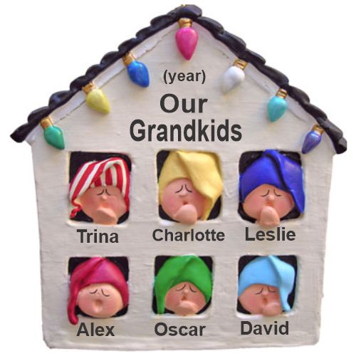 Ornament for Grandparents Christmas Ornament Early Xmas Morning 6 Grandkids Personalized FREE at PersonalizedOrnamentsMarket.com by Russell Rhodes