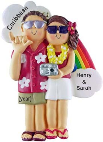 Wedding Christmas Ornament Honeymoon Couple Both Brunette Personalized by RussellRhodes.com