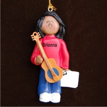 Acoustic Guitar Christmas Ornament Virtuoso African American Female Personalized by RussellRhodes.com