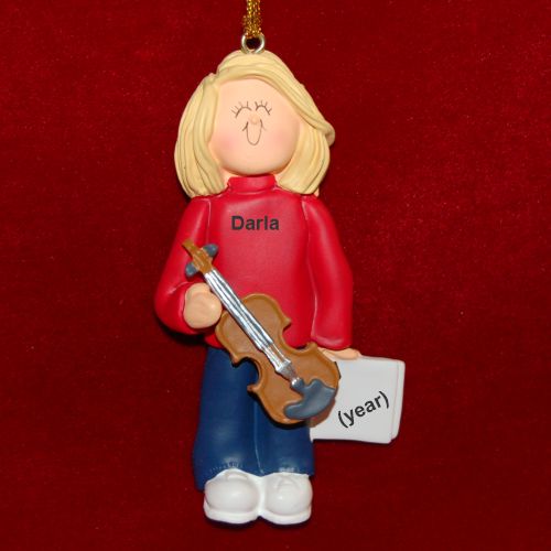 Violin Christmas Ornament Virtuoso Blond Female Personalized by RussellRhodes.com