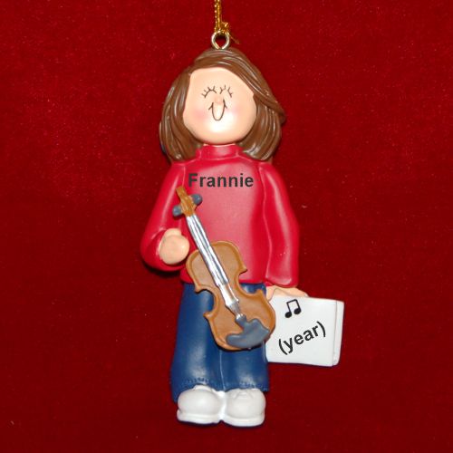 Violin Christmas Ornament Virtuoso Brunette Female Personalized by RussellRhodes.com