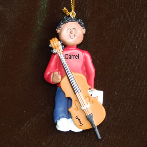 Cello Christmas Ornament Virtuoso African American Male Personalized by RussellRhodes.com