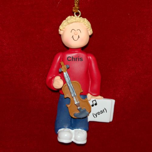 Violin Christmas Ornament Virtuoso Blond Male Personalized by RussellRhodes.com