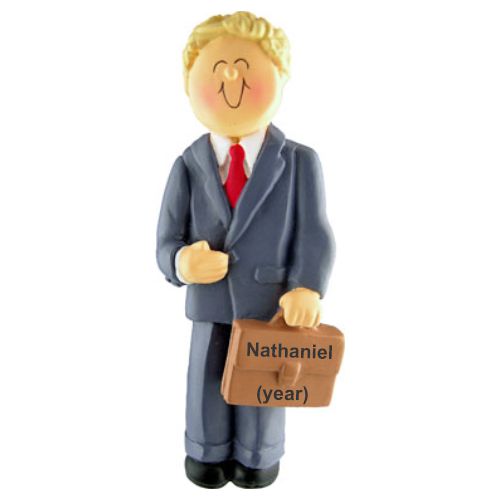 New Job Ornament Businessman Blond Male Personalized by RussellRhodes.com