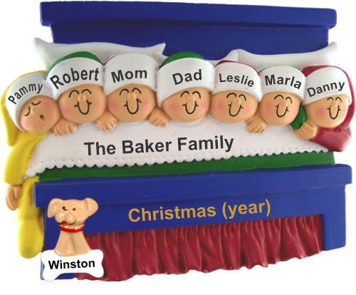 Family Christmas Ornament for 7 Christmas Morning with Pets Personalized by RussellRhodes.com