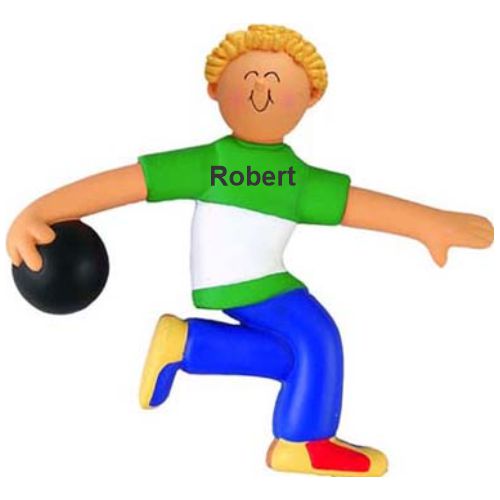 Bowling Christmas Ornament Strike Champ Blond Male Personalized by RussellRhodes.com