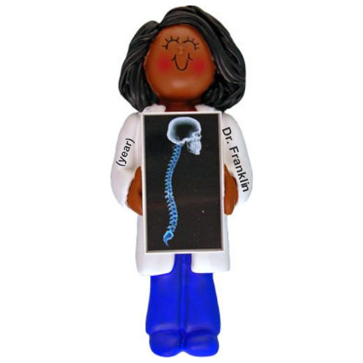 Chiropractor Christmas Ornament African American Female Personalized FREE at PersonalizedOrnamentsMarket.com by Russell Rhodes