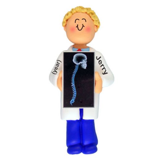 Radiologist Christmas Ornament Blond Male Personalized FREE at PersonalizedOrnamentsMarket.com by Russell Rhodes