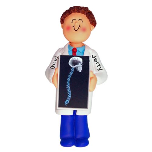 Radiologist Christmas Ornament Brunette Male Personalized FREE at PersonalizedOrnamentsMarket.com by Russell Rhodes