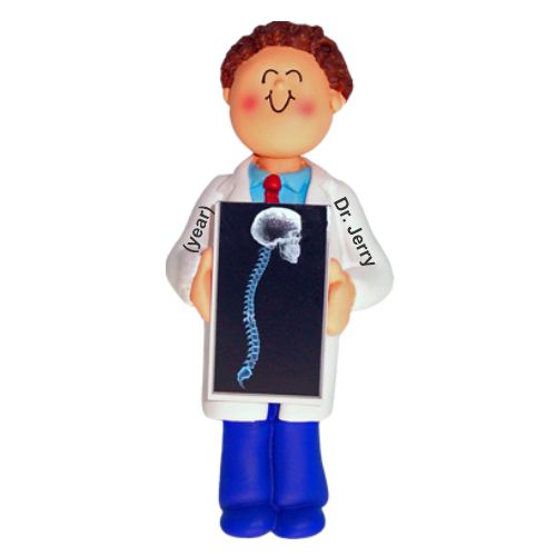 Chiropractor Christmas Ornament Brunette Male Personalized FREE at PersonalizedOrnamentsMarket.com by Russell Rhodes