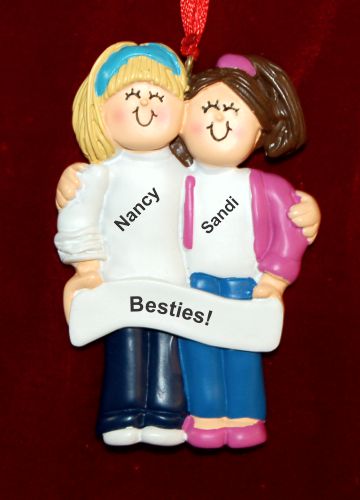 Friendship Christmas Ornament Besties Blond & Brunette Personalized by RussellRhodes.com