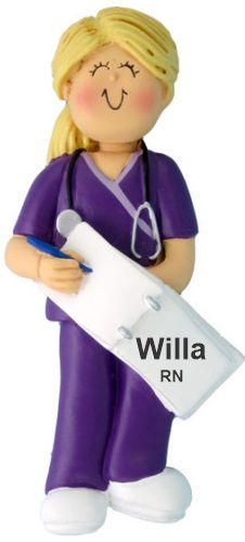 Nurse Graduate in Scrubs Christmas Ornament Nurse Female Blond Personalized by RussellRhodes.com