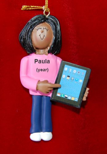 Tablet Christmas Ornament African American Female Personalized by RussellRhodes.com