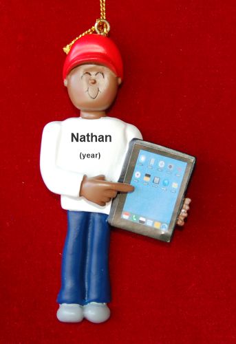 Tablet Christmas Ornament African American Male Personalized by RussellRhodes.com