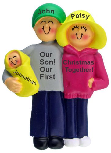 New Parents with Adopted Son Christmas Ornament Personalized by RussellRhodes.com