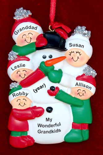 Grandpa Christmas Ornament with 4 Grandkids Personalized by RussellRhodes.com