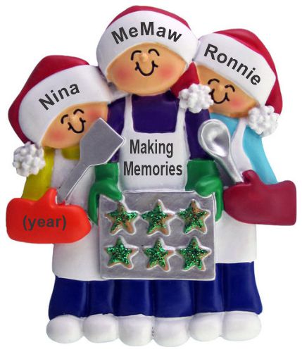 Grandmother Christmas Ornament Baking Cookies Grandma and 2 Grandkids Personalized by RussellRhodes.com