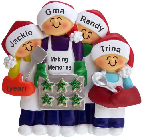 Great Grandmother Christmas Ornament Baking Cookies Great Grandma and 3 Great Grandchildren Personalized by RussellRhodes.com