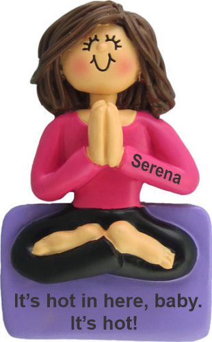 Yoga Christmas Ornament Brunette Female Personalized by RussellRhodes.com