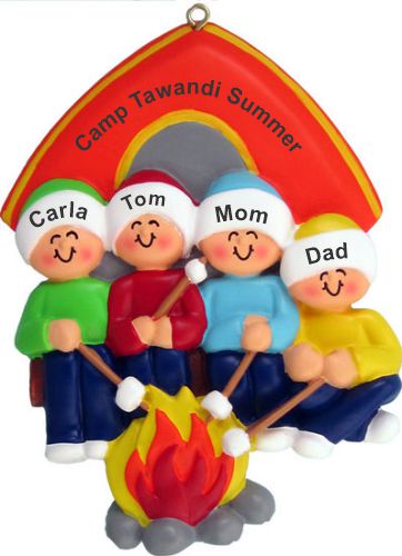 Camping Christmas Ornament Family of 4 Personalized by RussellRhodes.com