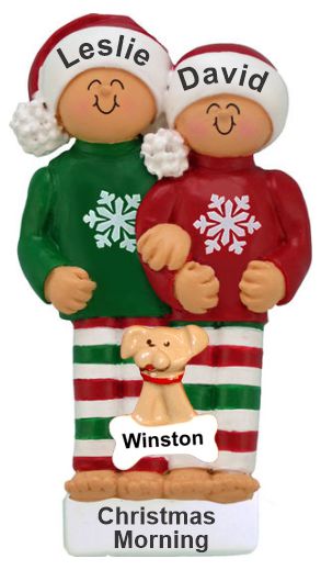 Family Christmas Ornament Comfy Pajamas Just the 2 Kids with Pets Personalized by RussellRhodes.com