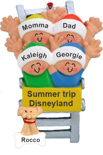 Roller Coaster Family Christmas Ornament for 4 with Pets Personalized by RussellRhodes.com