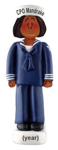 US Navy Christmas Ornament African American Female Personalized by RussellRhodes.com