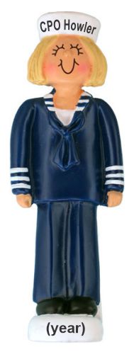 US Navy Christmas Ornament Blond Female Personalized by RussellRhodes.com