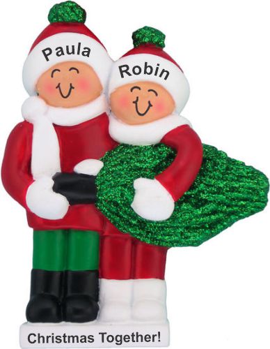 Lesbian Couple Christmas Ornament Our Tree Together Personalized FREE at PersonalizedOrnamentsMarket.com by Russell Rhodes