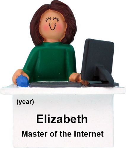 Computer Christmas Ornament Brunette Female Personalized by RussellRhodes.com