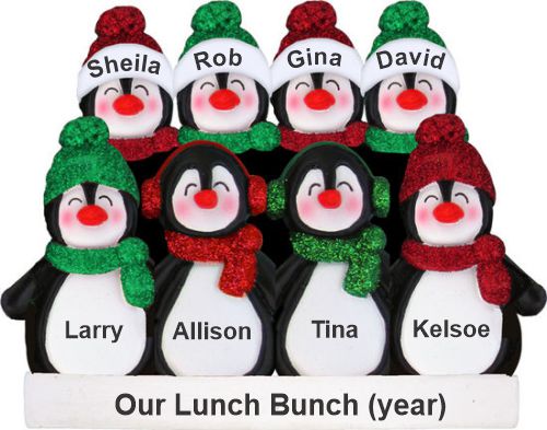 Holiday Fun Penguins Group Christmas Ornament for 8 Personalized by RussellRhodes.com