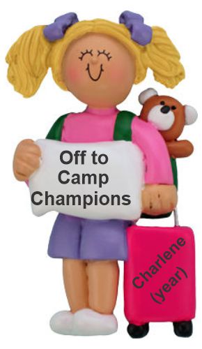 Kids Christmas Ornament Travel Blond Female Personalized by RussellRhodes.com