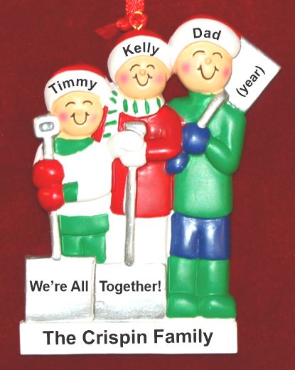 Single Dad Christmas Ornament White Xmas 2 Kids Personalized by RussellRhodes.com