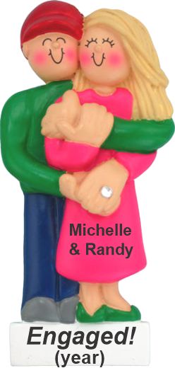 Engaged Christmas Ornament Couple with Blond Female Personalized by RussellRhodes.com