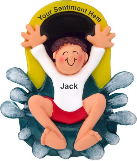 Water Park Christmas Ornament Brunette Male Personalized by RussellRhodes.com