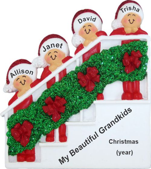 Grandparents Christmas Ornament Holiday Banister 4 Grandkids Personalized by RussellRhodes.com