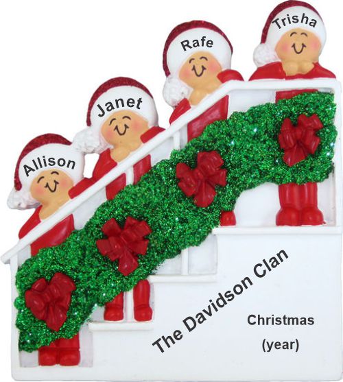 Family Christmas Ornament Holiday Banister Just the 4 Kids Personalized by RussellRhodes.com